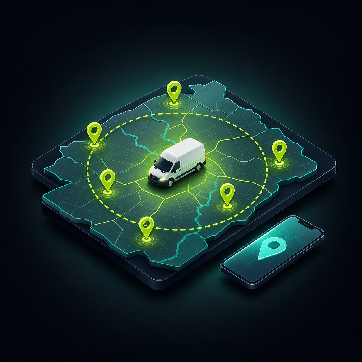 Ilustrácia webu pre výjazdovú firmu — mapa s oblasťou pôsobenia