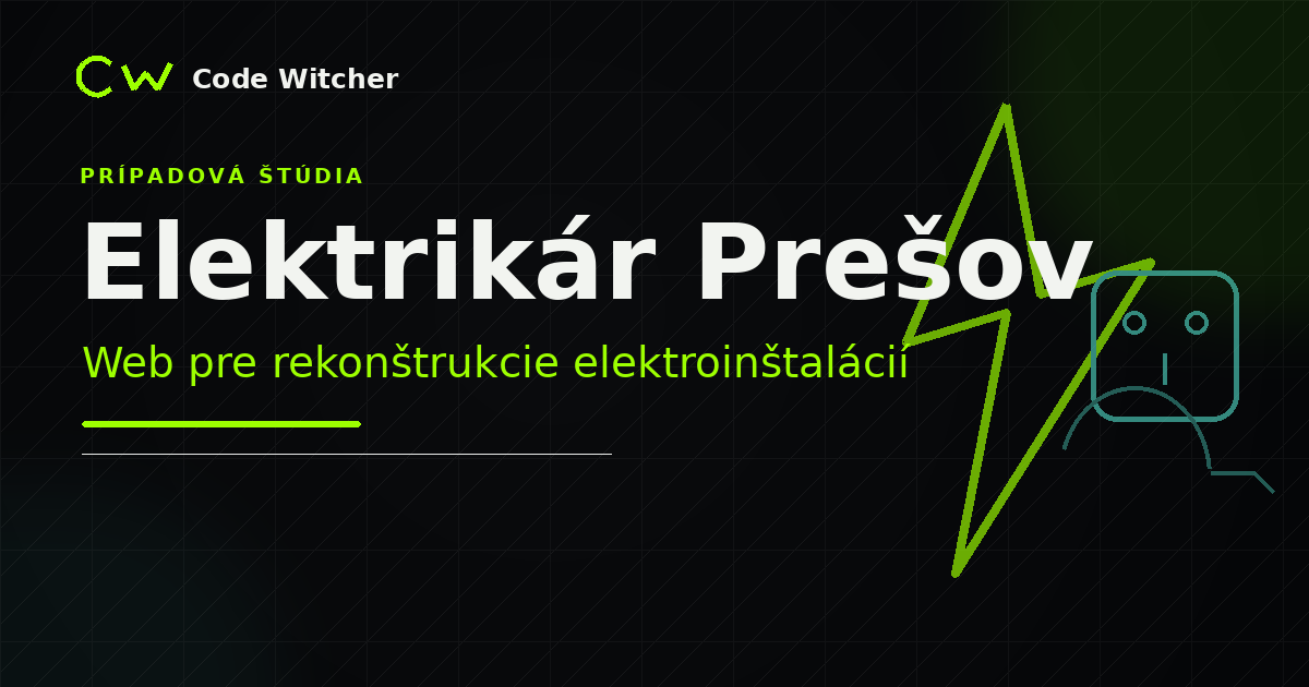 Firemný web Elektrikár Prešov — rekonštrukcie elektroinštalácií na mieru od Code Witcher